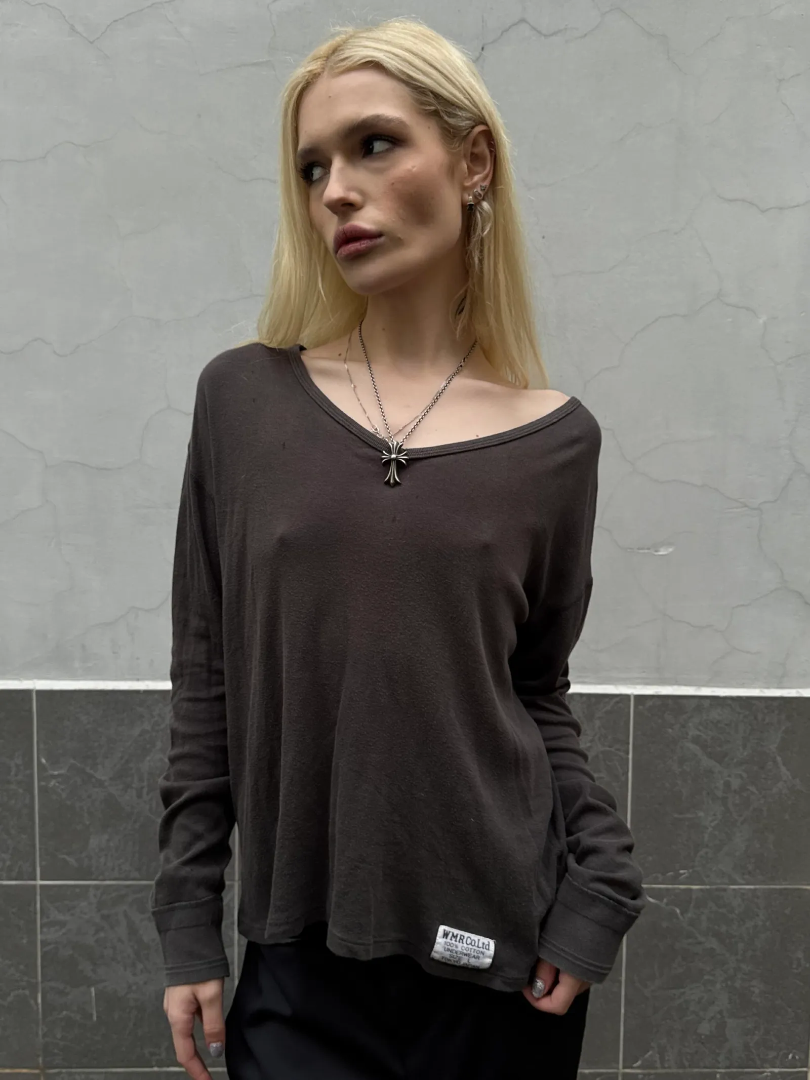 WACKO MARIA Wacko Maria «Drunkard’s Dream Rock Steady» V-Neck Long Sleeve Thermal Tee