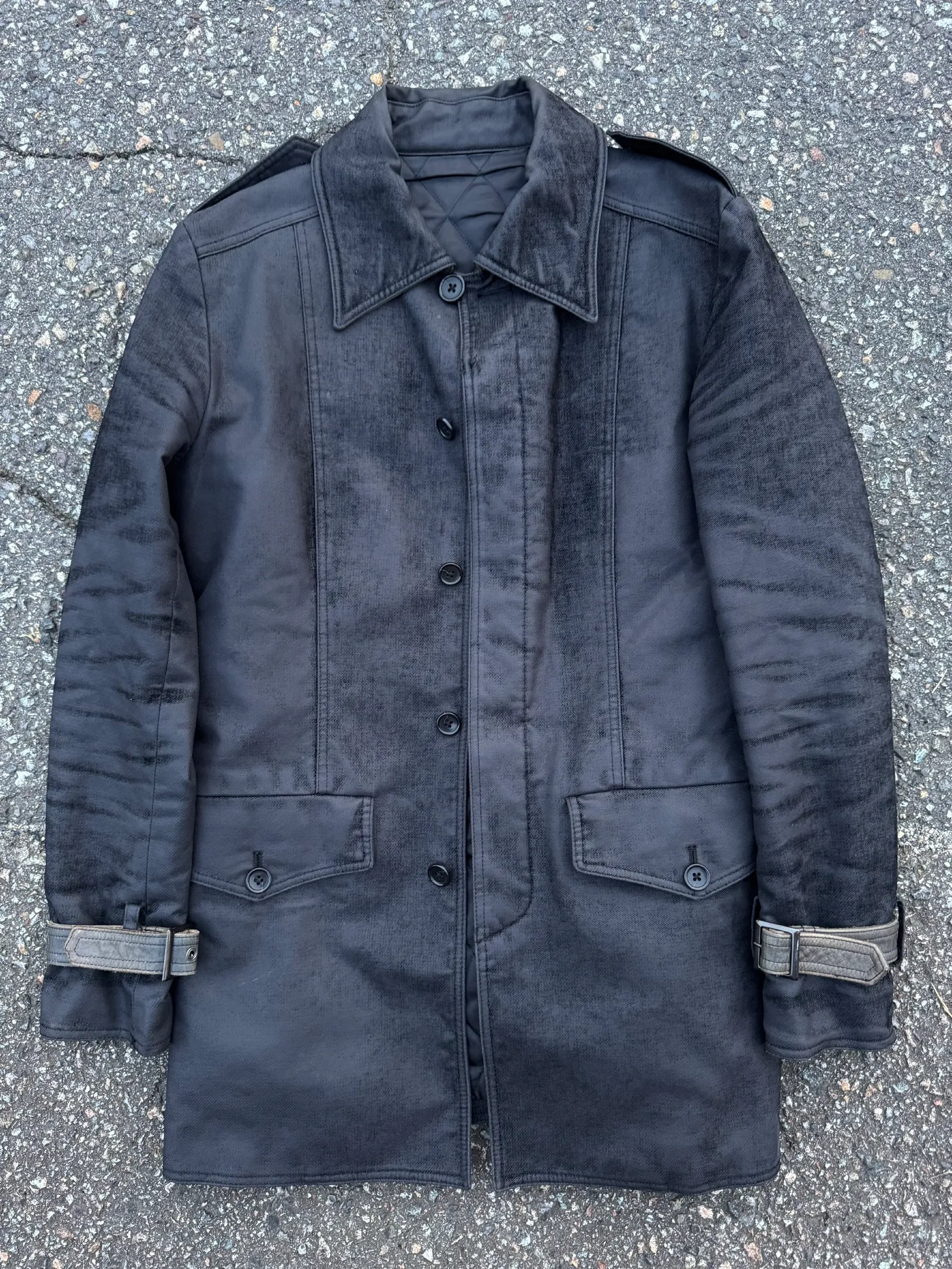5351 POUR LES HOMMES 5351 Pour Les Hommes Faux Suede Belted Military Coat