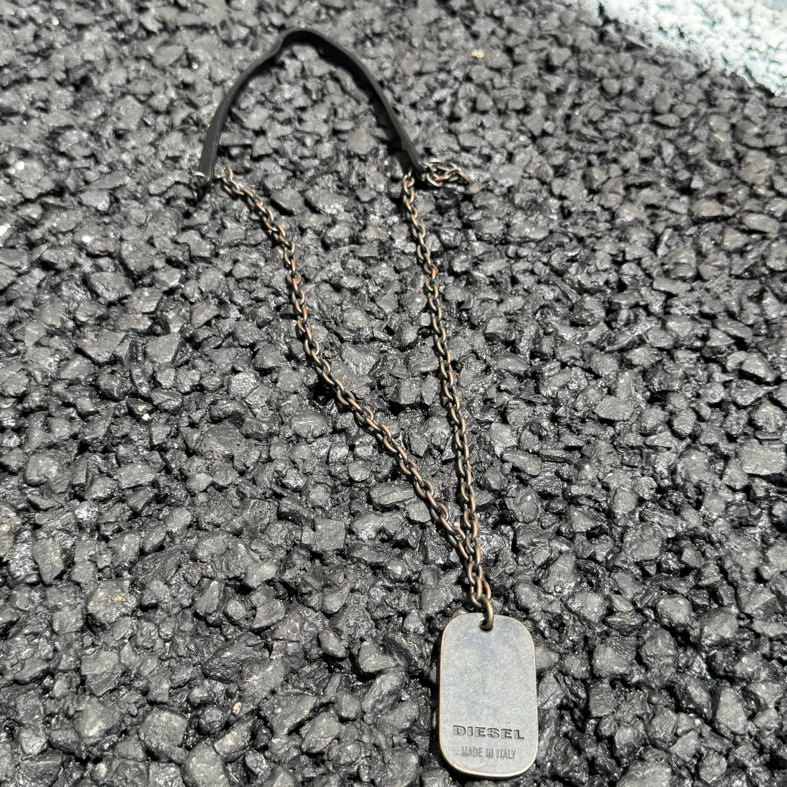 DIESEL DIESEL "55-DRY" Dog Tag Pendant Necklace