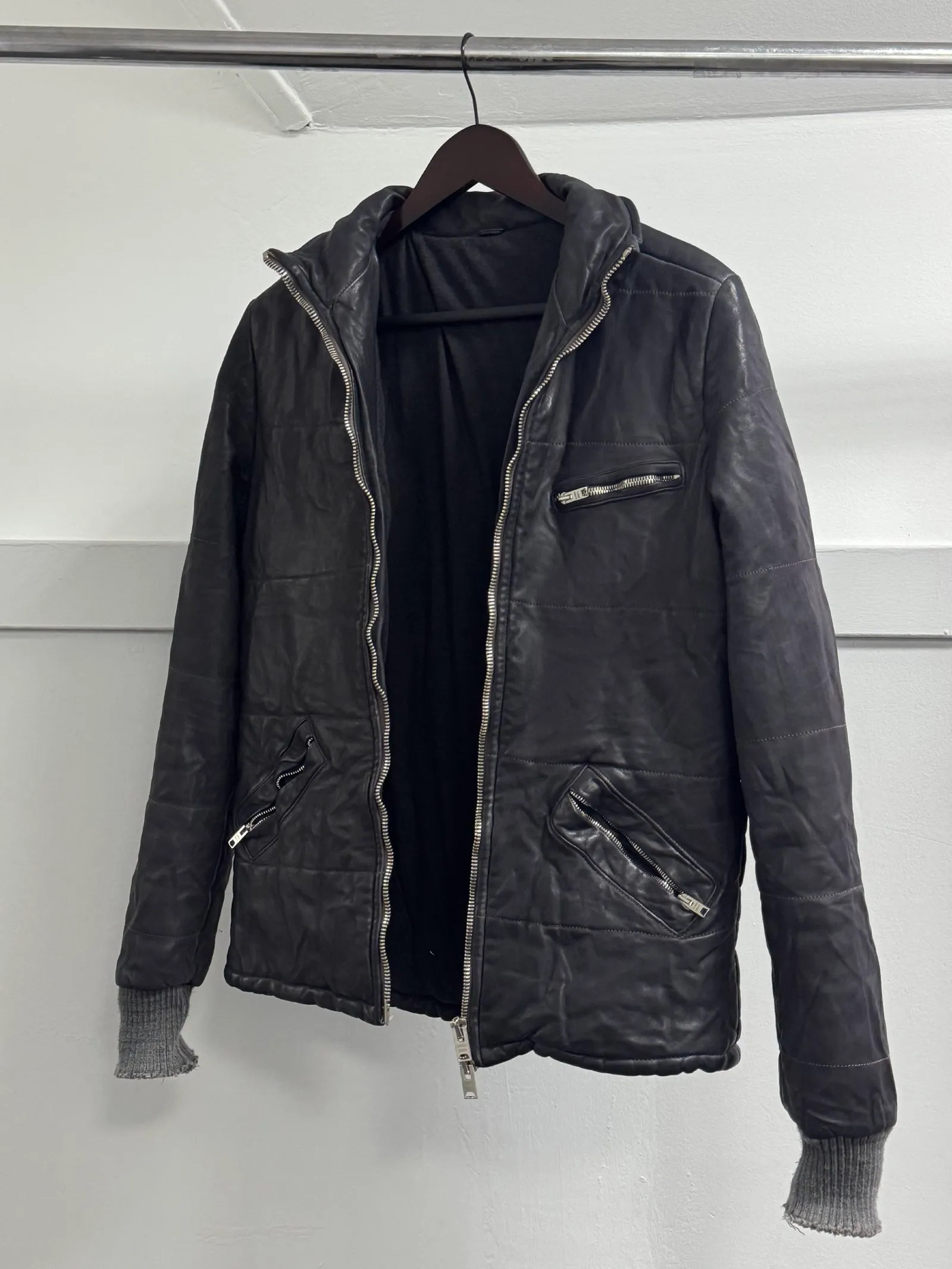 GIORGIO BRATO Giorgio Brato Quilted Leather Jacket with Silk Lining and Knit Cuffs