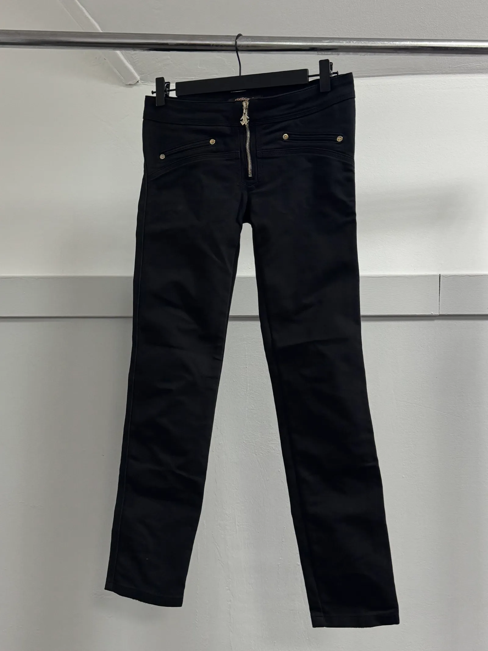 roberto cavalli Roberto Cavalli Low-Rise Zipped Biker Trousers
