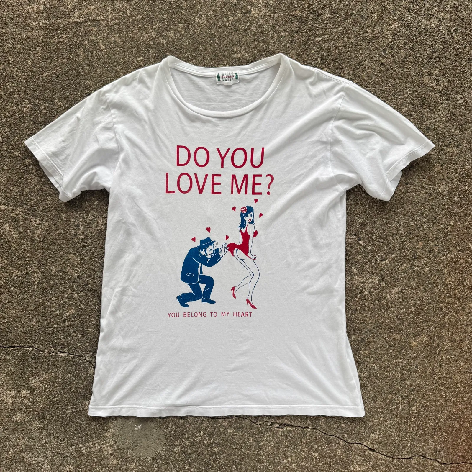 WACKO MARIA WACKO MARIA "DO YOU LOVE ME? YOU BELONG TO MY HEART" Graphic T-Shirt