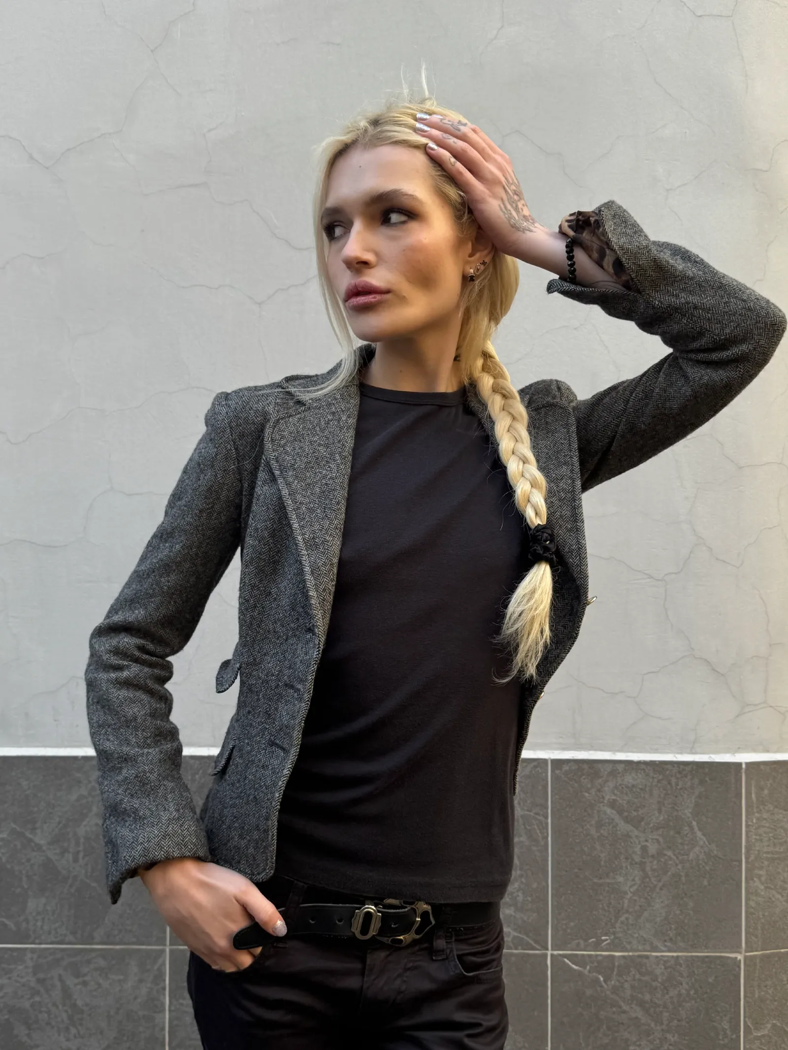 Dolce & Gabbana Dolce & Gabbana grey wool leopard lining blazer