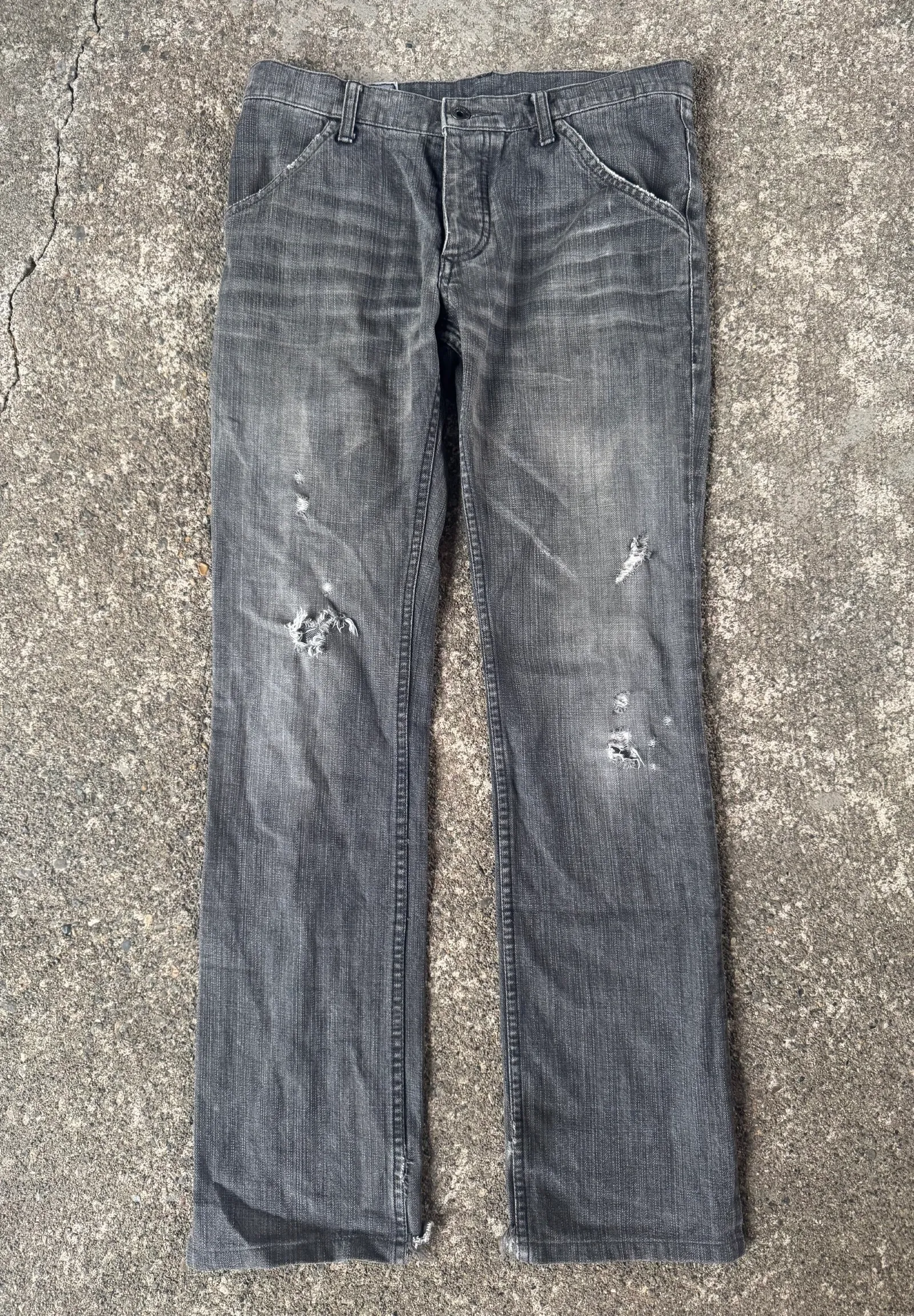 Attachment ATTACHMENT Distressed Faded Grey Denim Pants