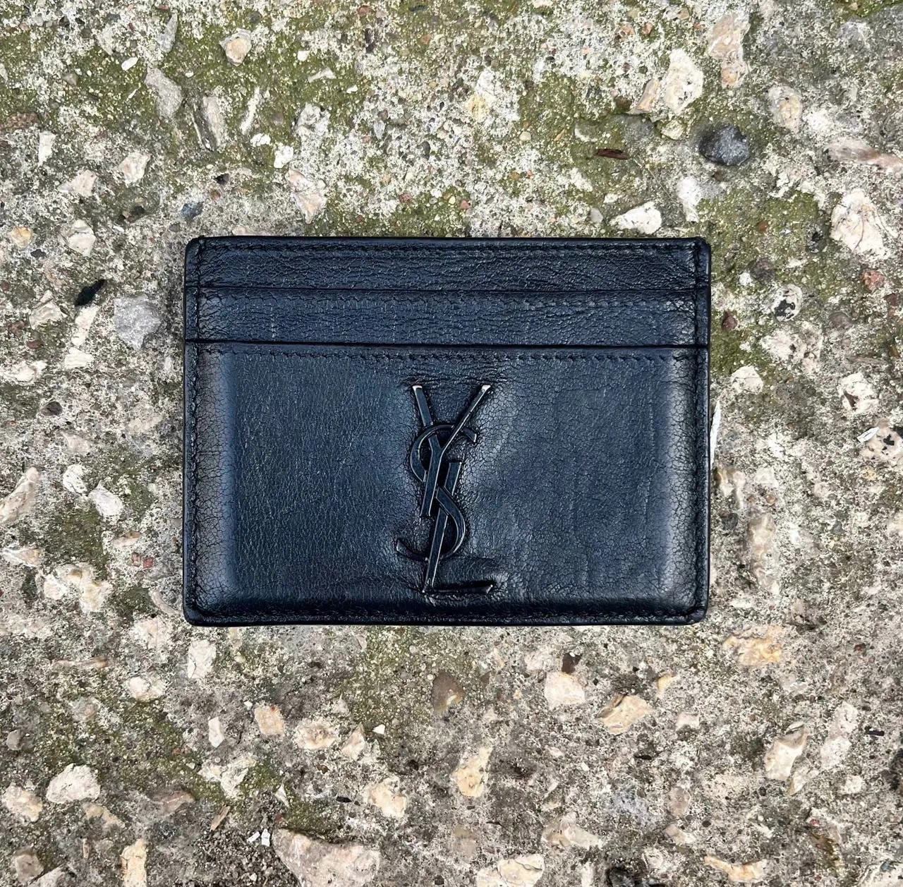 SAINT LAURENT Saint Laurent Monogram Credit Card Case in Crinkled