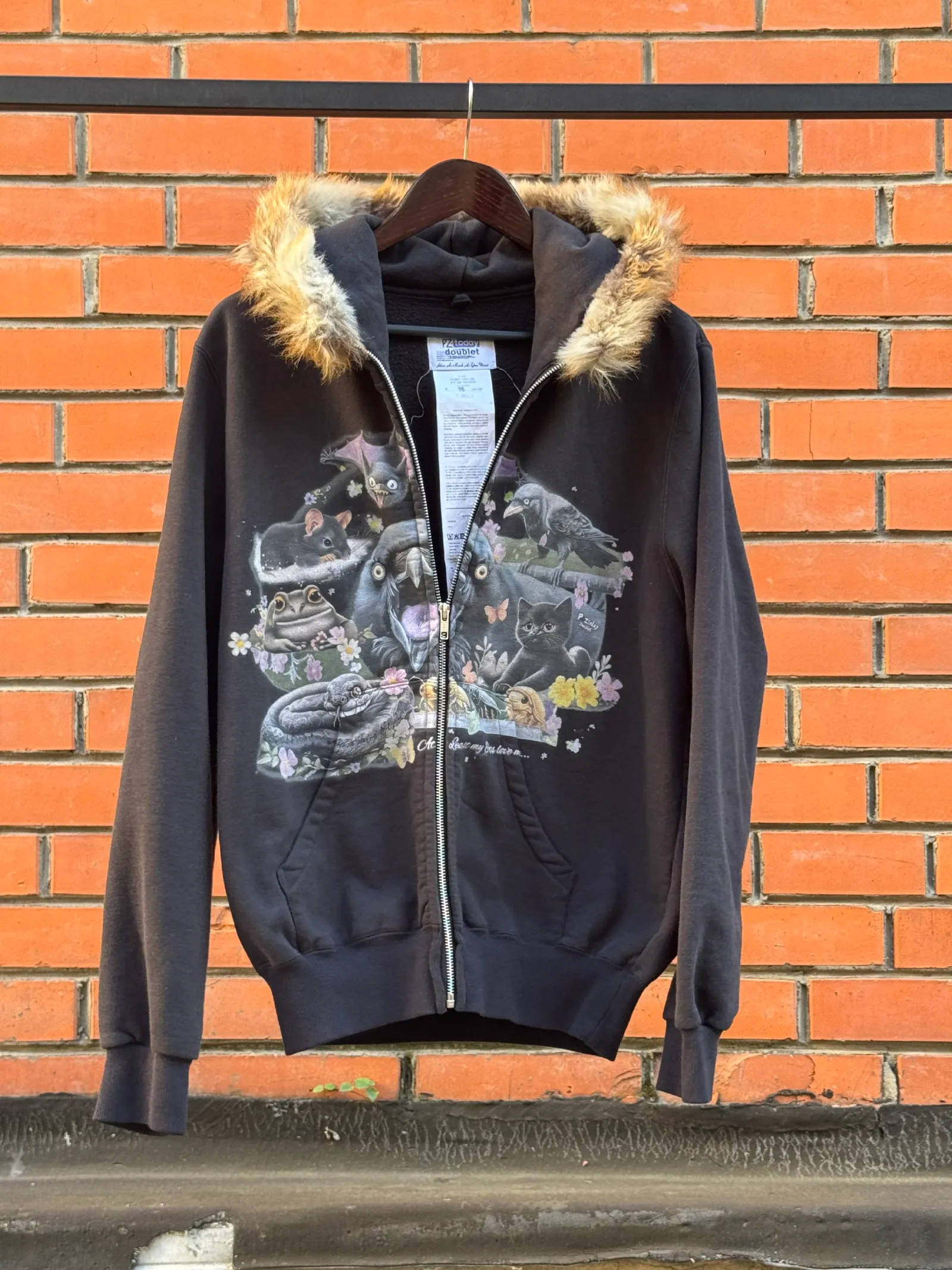 doublet Doublet Furry Collar Zip-Up Hoodie